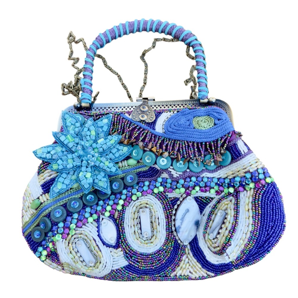Chico’s Kaleidoscope Blue Beaded Chain Strap Bag